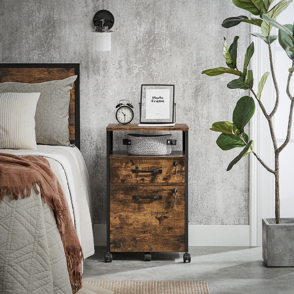 Mobiele Archiefkast met Laden – Industrieel Design – Hangmappenlade – 69 cm Hoog – Op Wielen – Tot 60 kg Draagvermogen