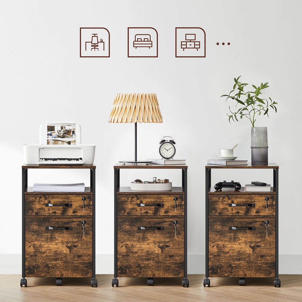 Mobiele Archiefkast met Laden – Industrieel Design – Hangmappenlade – 69 cm Hoog – Op Wielen – Tot 60 kg Draagvermogen