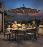 Parasol Met LED Solarverlichting – Met Standaard – UPF 50+ – Met Zwenkel – Voor Balkon En Tuin