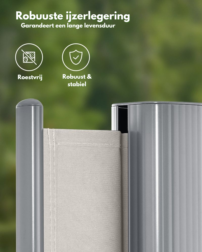 Zijluifel met Gepoedercoat Staal - Verstelbaar Tuinscherm - Voor Balkon of Terras - Ijzer / Taupe