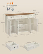 Dressoir – Keukenkast Met Werkblad En Verstelbare Planken – Wit En Honingbruin – Montage Zonder Gereedschap