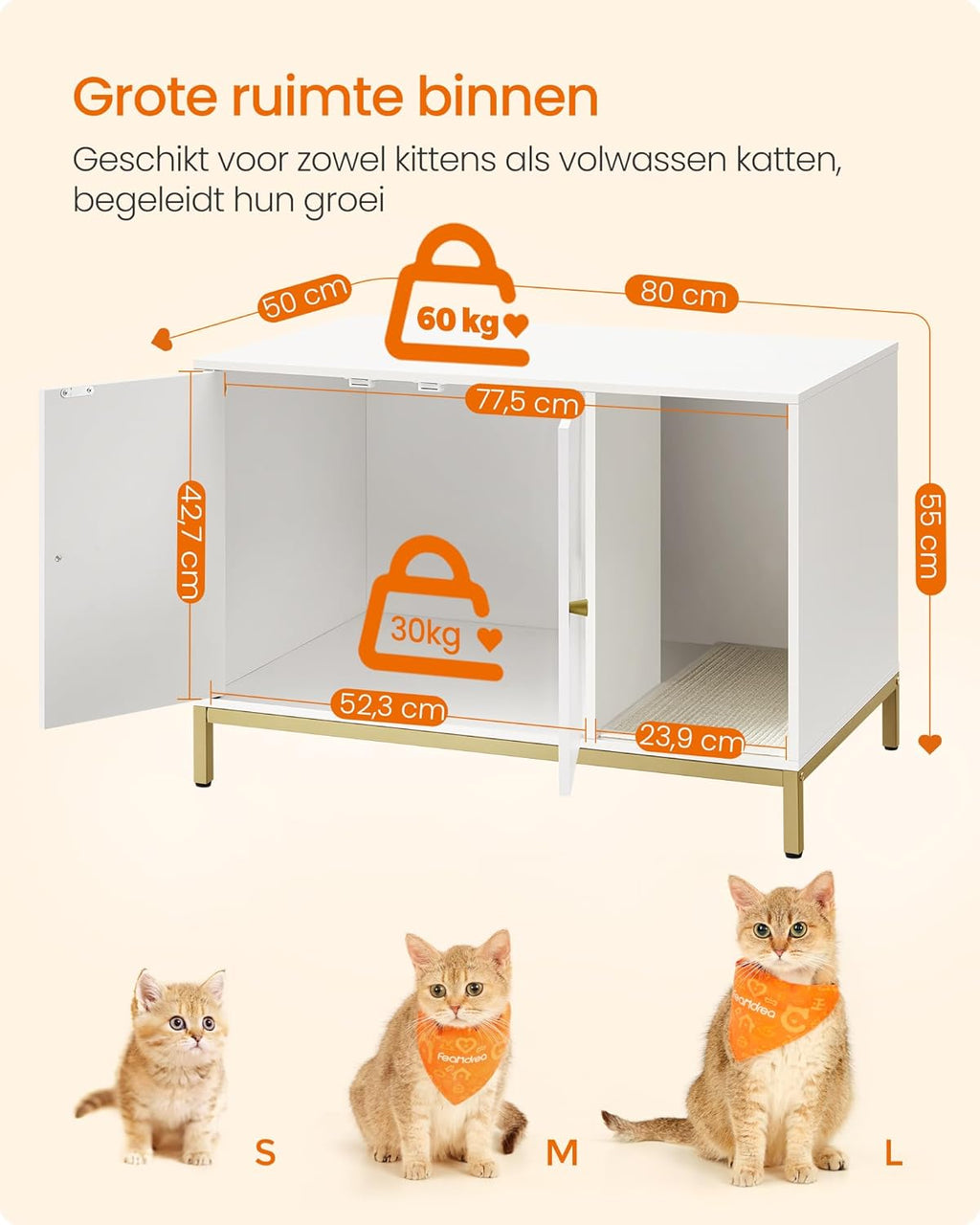 Moderne Kattenbakkast - Stijlvolle Meubelkast - Verborgen Kattenbak met Krabmat