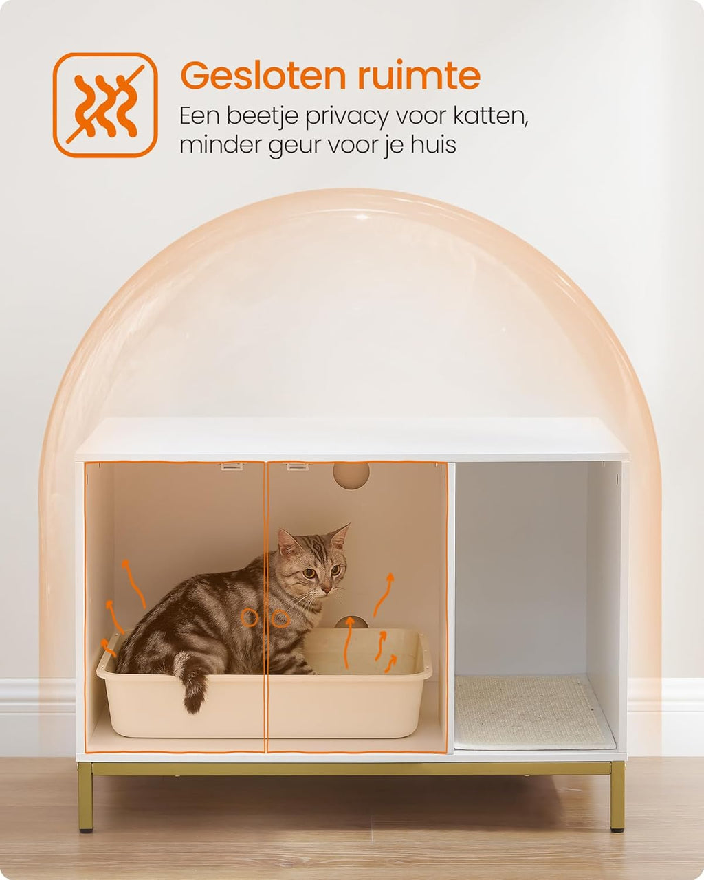 Moderne Kattenbakkast - Stijlvolle Meubelkast - Verborgen Kattenbak met Krabmat