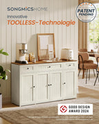 Dressoir – Keukenkast Met Werkblad En Verstelbare Planken – Wit En Honingbruin – Montage Zonder Gereedschap