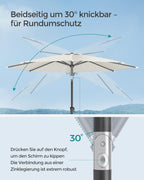 Tuinparasol – Ø 2 / 2.7 / 3 / 3.3 Meter – UPF 50+ Zonbescherming – Kantelbaar 30° – Met Zwengel – Zonder Standaard