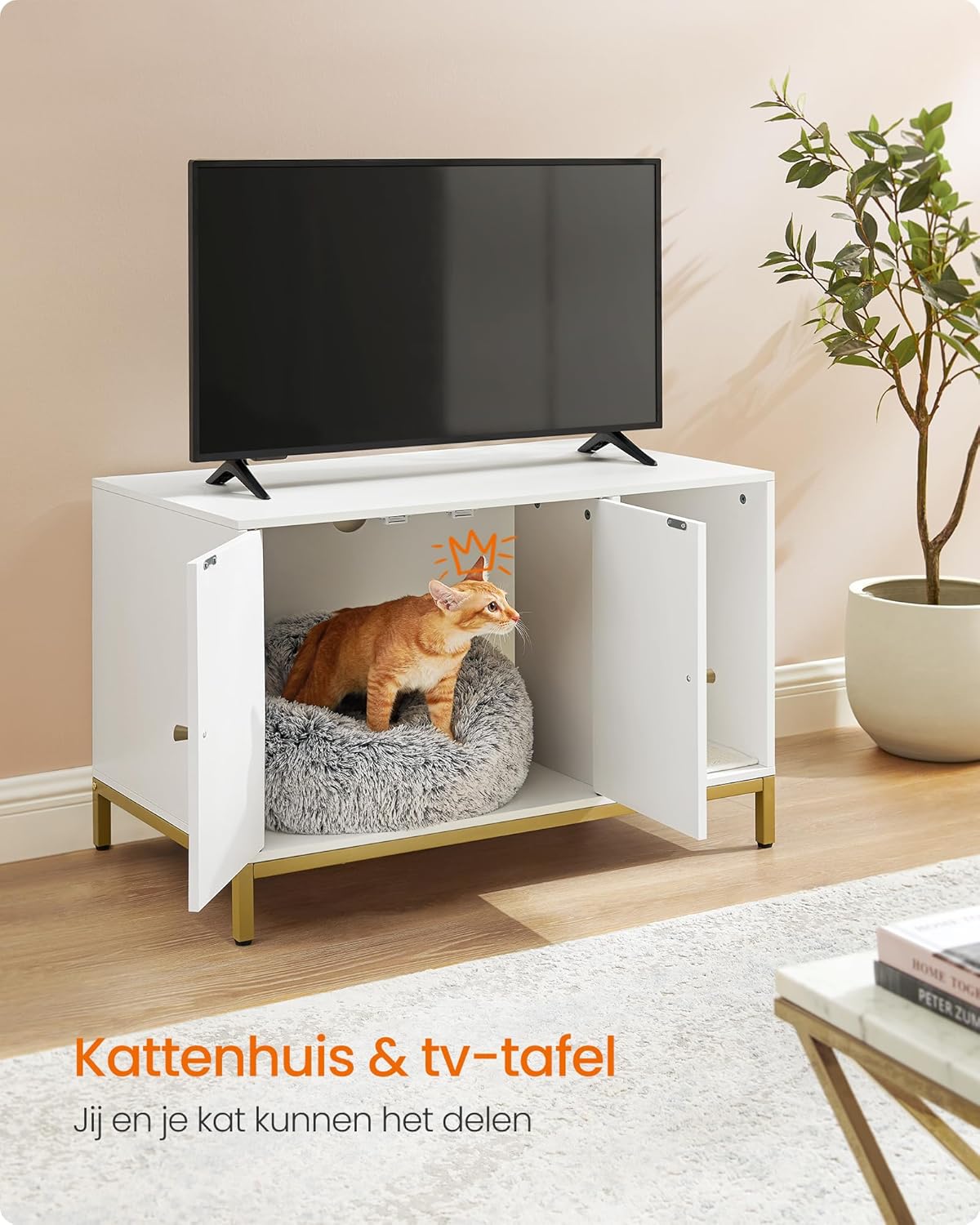 Moderne Kattenbakkast - Stijlvolle Meubelkast - Verborgen Kattenbak met Krabmat