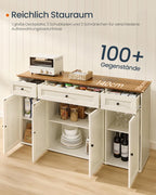 Dressoir – Keukenkast Met Werkblad En Verstelbare Planken – Wit En Honingbruin – Montage Zonder Gereedschap