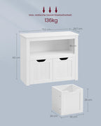 Kinderkast met Opbergboxen en Wielen – Speelgoedkast 72 cm – Wit
