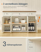 Dressoir – Keukenkast Met Werkblad En Verstelbare Planken – Wit En Honingbruin – Montage Zonder Gereedschap