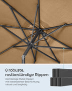 Tuinparasol – Ø 2 / 2.7 / 3 / 3.3 Meter – UPF 50+ Zonbescherming – Kantelbaar 30° – Met Zwengel – Zonder Standaard