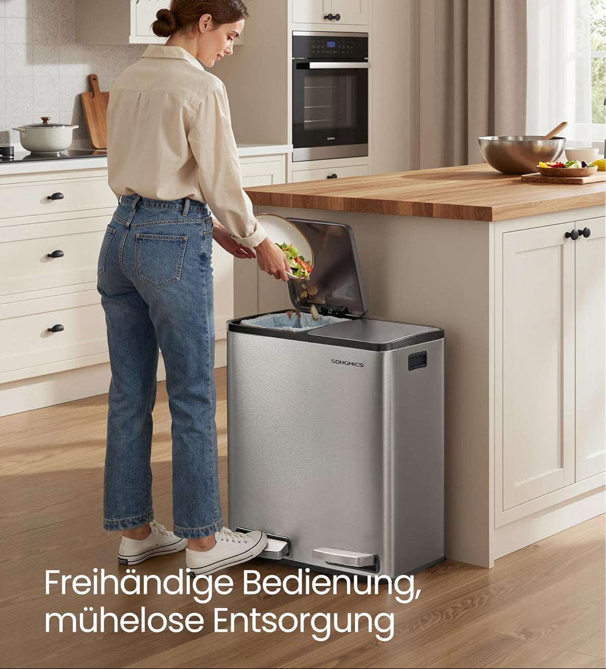 Prullenbak Met Afvalscheiding – Pedaalemmer – Softclose – RVS