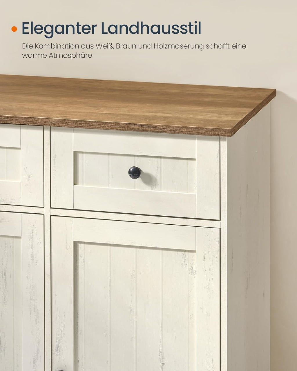 Dressoir – Keukenkast Met Werkblad En Verstelbare Planken – Wit En Honingbruin – Montage Zonder Gereedschap