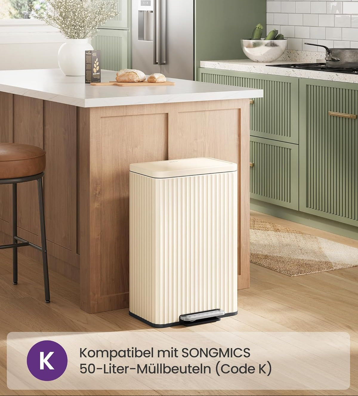 Vuilnisemmer Keuken – 50 Liter – Pedaalemmer Met Softclose Deksel – Stalen Binnenemmer – Inclusief 15 Vuilniszakken