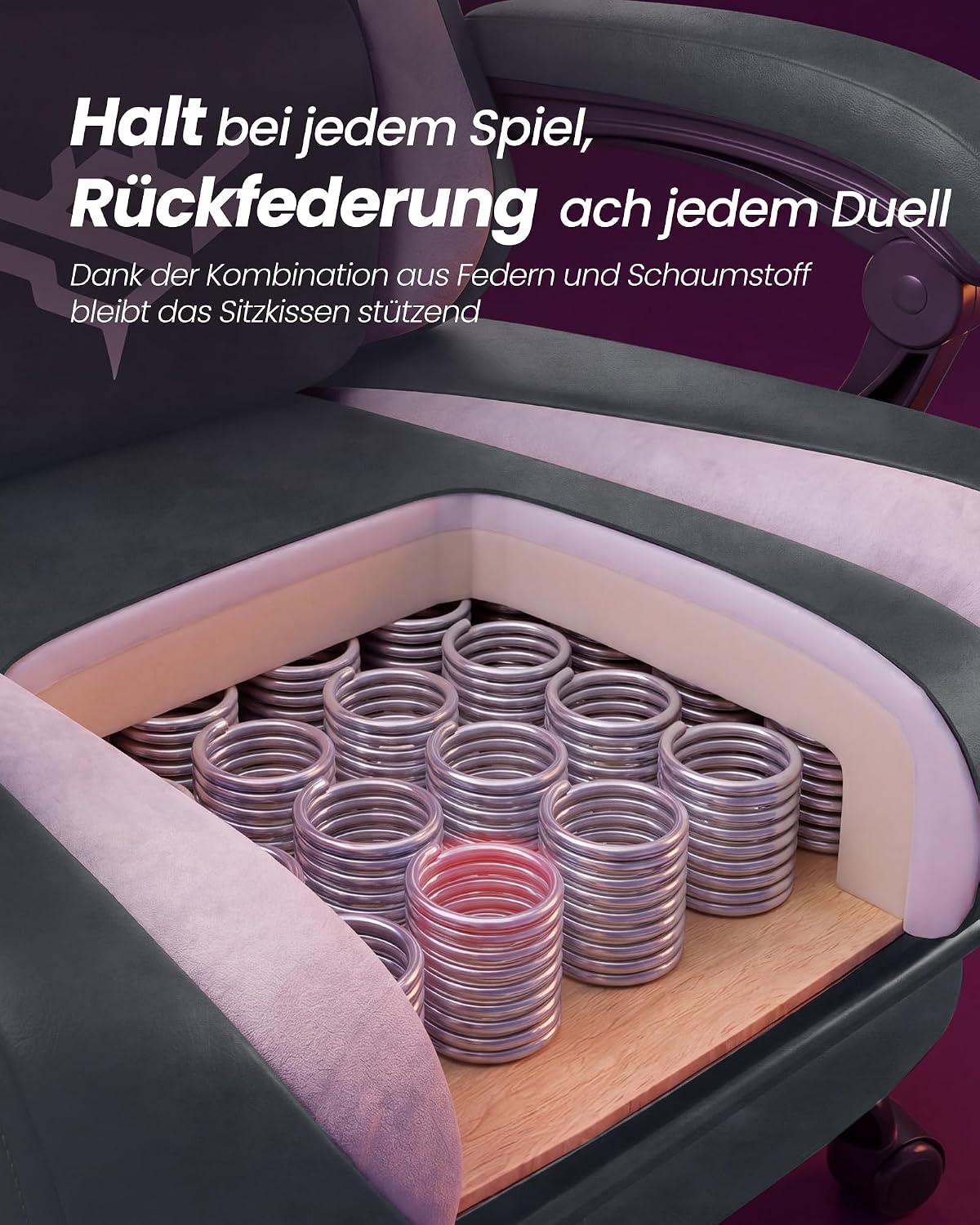 Gamestoel Met Voetensteun - Kunstsuède Met Hoofdsteun En Lendenkussen - Tot 135° Kantelbaar