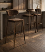 Japandi Barkruk - Set van 2 - Stijlvol & Comfortabel - Umber