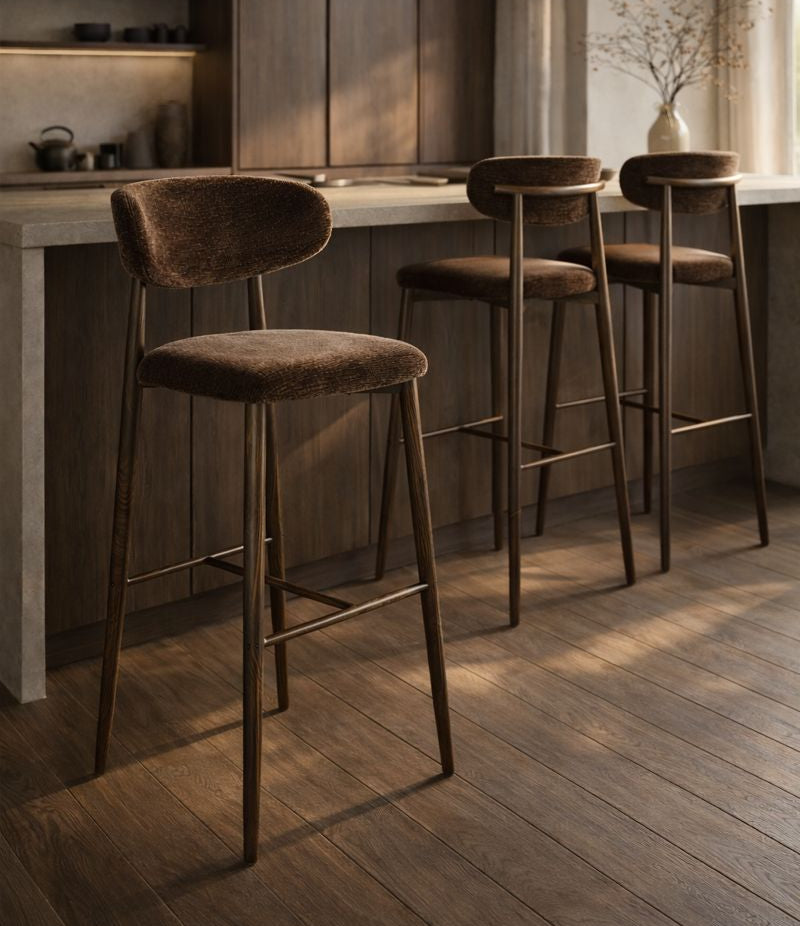 Japandi Barkruk - Set van 2 - Stijlvol & Comfortabel - Umber
