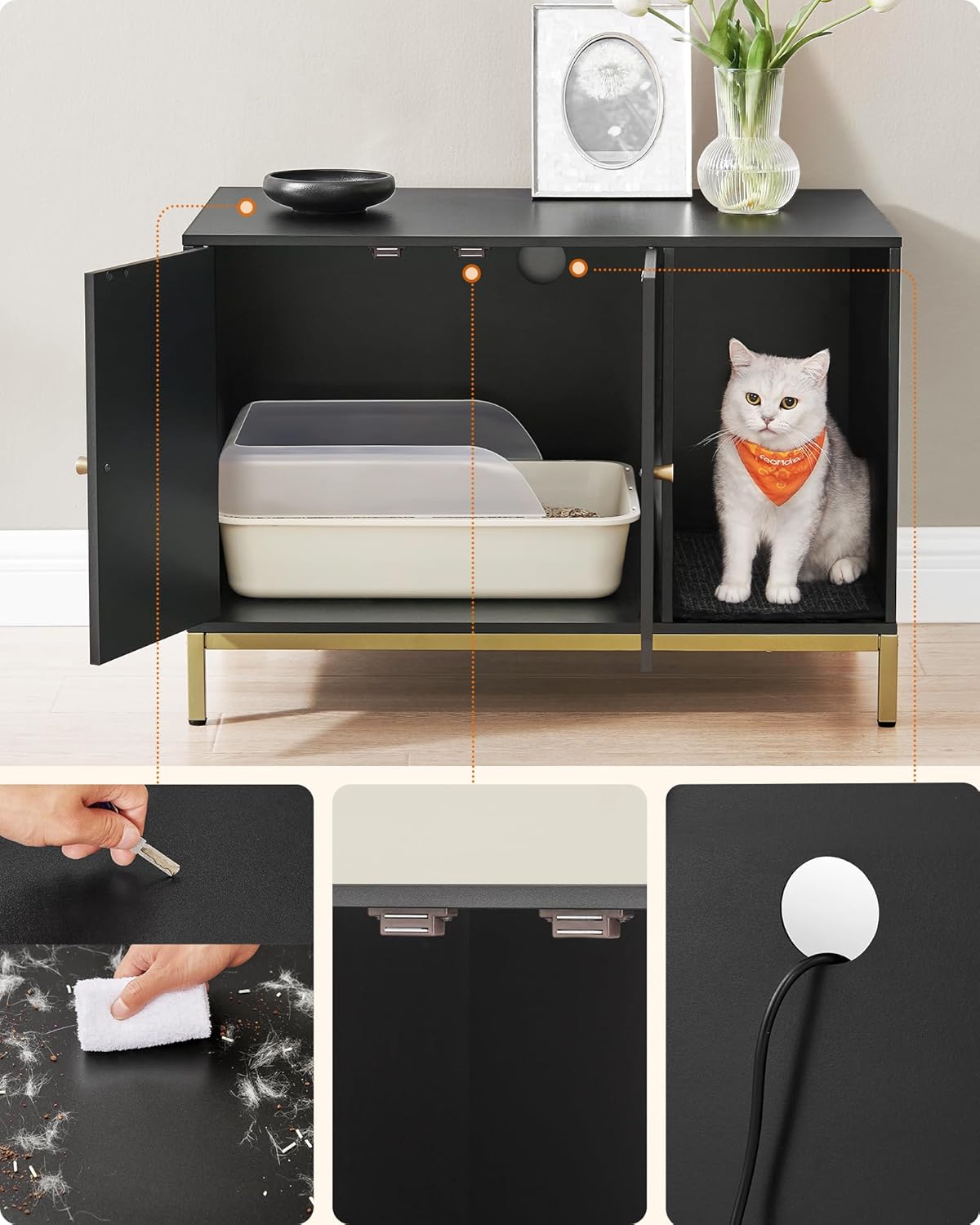 Moderne Kattenbakkast - Stijlvolle Meubelkast - Verborgen Kattenbak met Krabmat