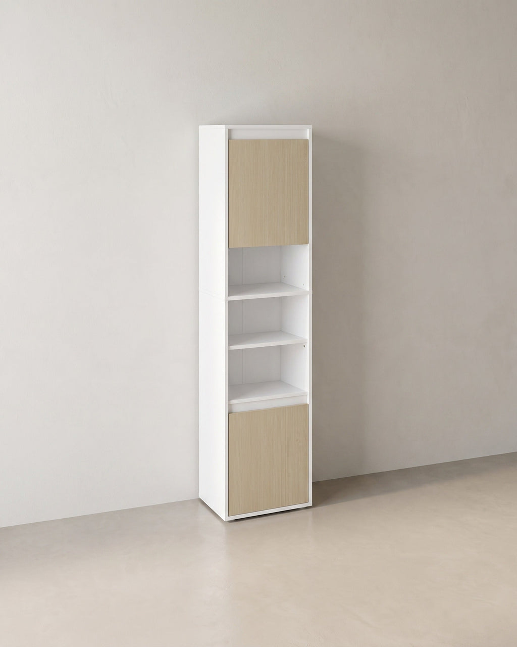 Hangende Badkamerkast – Wit & Natuurlijk Beige – 30 x 40 x 160 cm