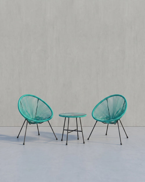 Balkonset - Tuinmeubelset van 3 - Terrasstoelen - Glazen tafelblad - 2 Stoelen