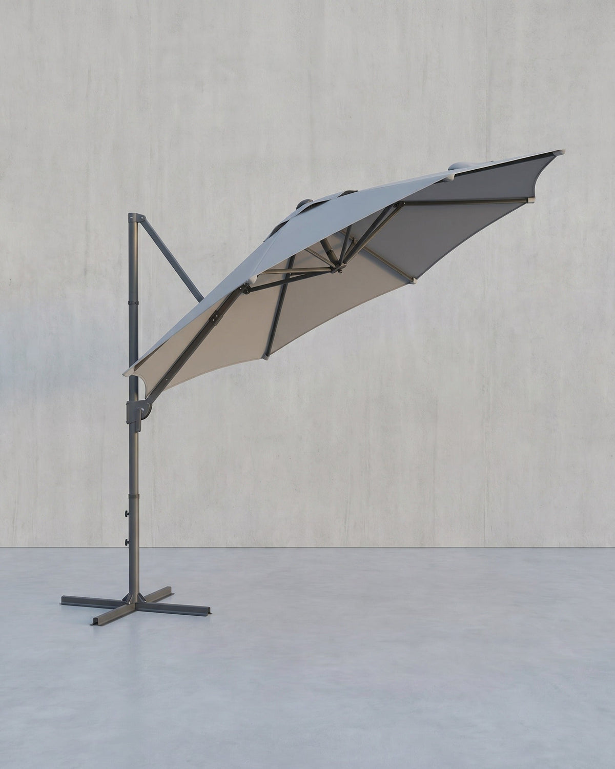Zweefparasol 300 cm – 360° Draaibaar – Traploos Kantelbaar – UPF 50+ – Met Zwengel En Kruisvoet