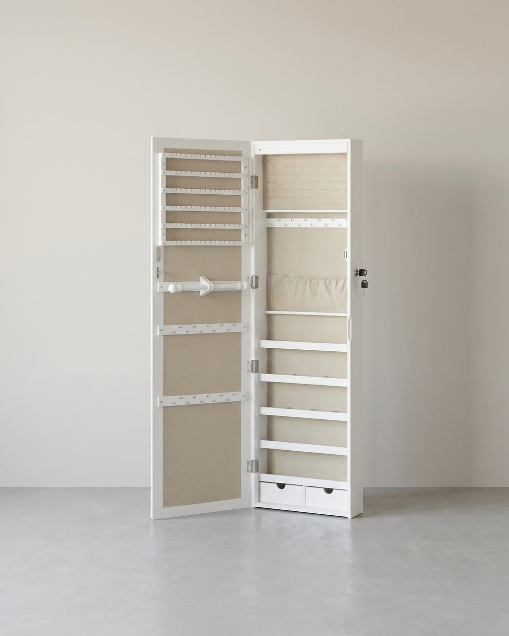 Hanggende Sieradenspiegelkast met Opbergruimte - Elegant & Functioneel