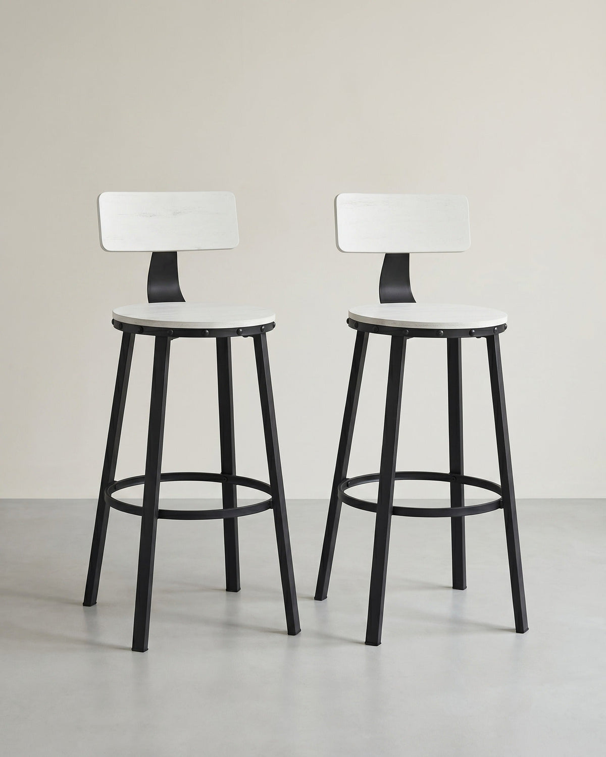 Industriële Barstoelen - Set van 2 - Vintage Houten Zitvlak