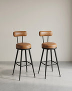 Set van 2 Barkrukken - 360° Draaibaar - Kunstleer - Industrieel Design