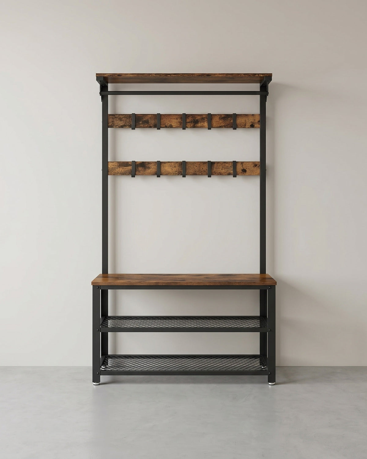 Wandkapstok en Schoenenbank Set – Industrieel Design – Ruimtebesparende Haloplossing