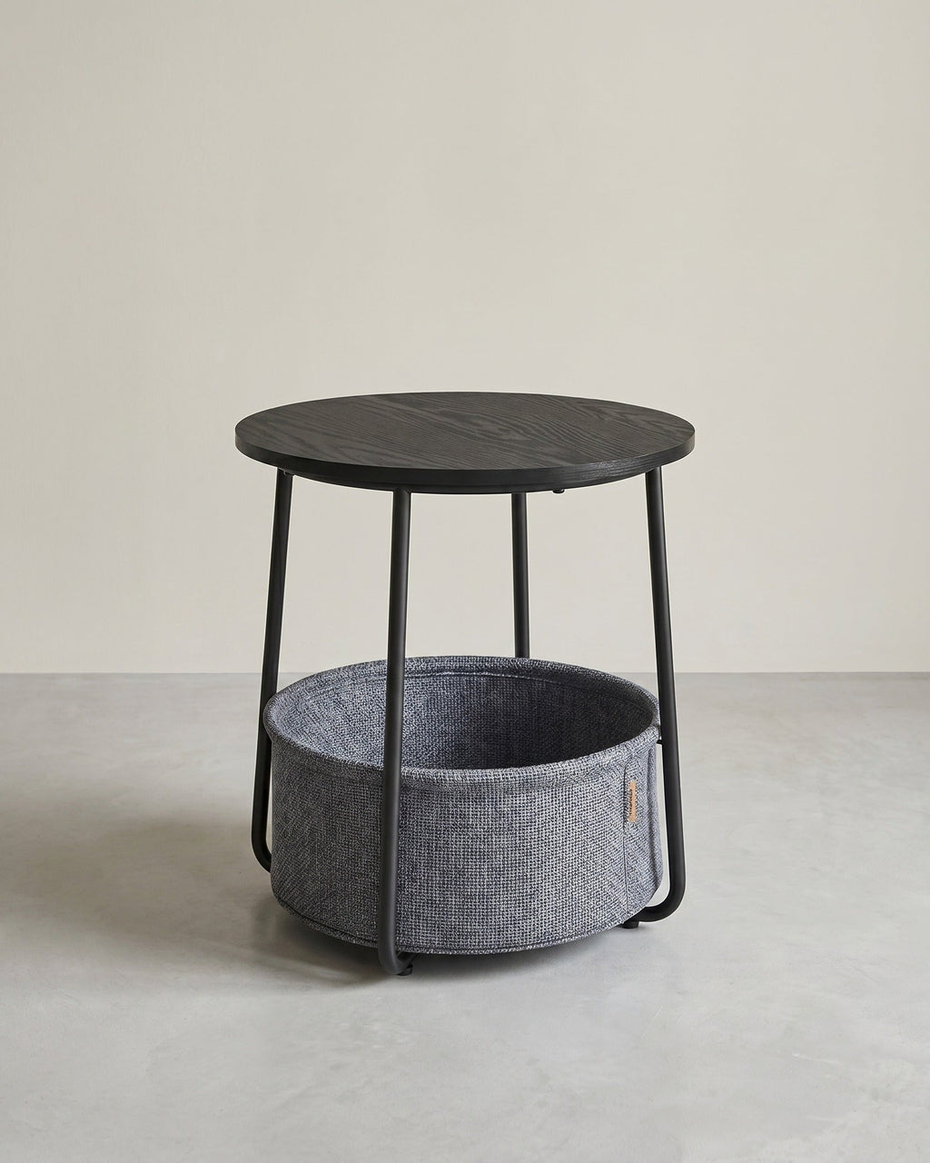 Moderne Ronde Bijzettafel met Opbergmand