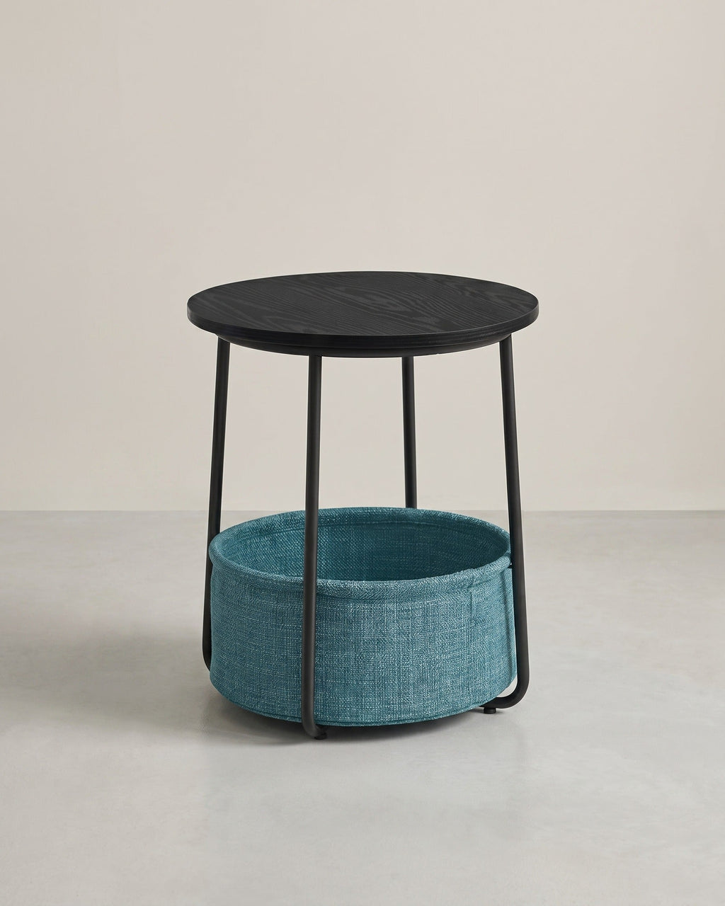 Moderne Ronde Bijzettafel met Opbergmand