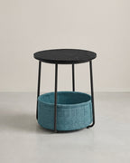 Moderne Ronde Bijzettafel met Opbergmand