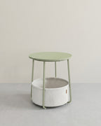 Moderne Ronde Bijzettafel met Opbergmand