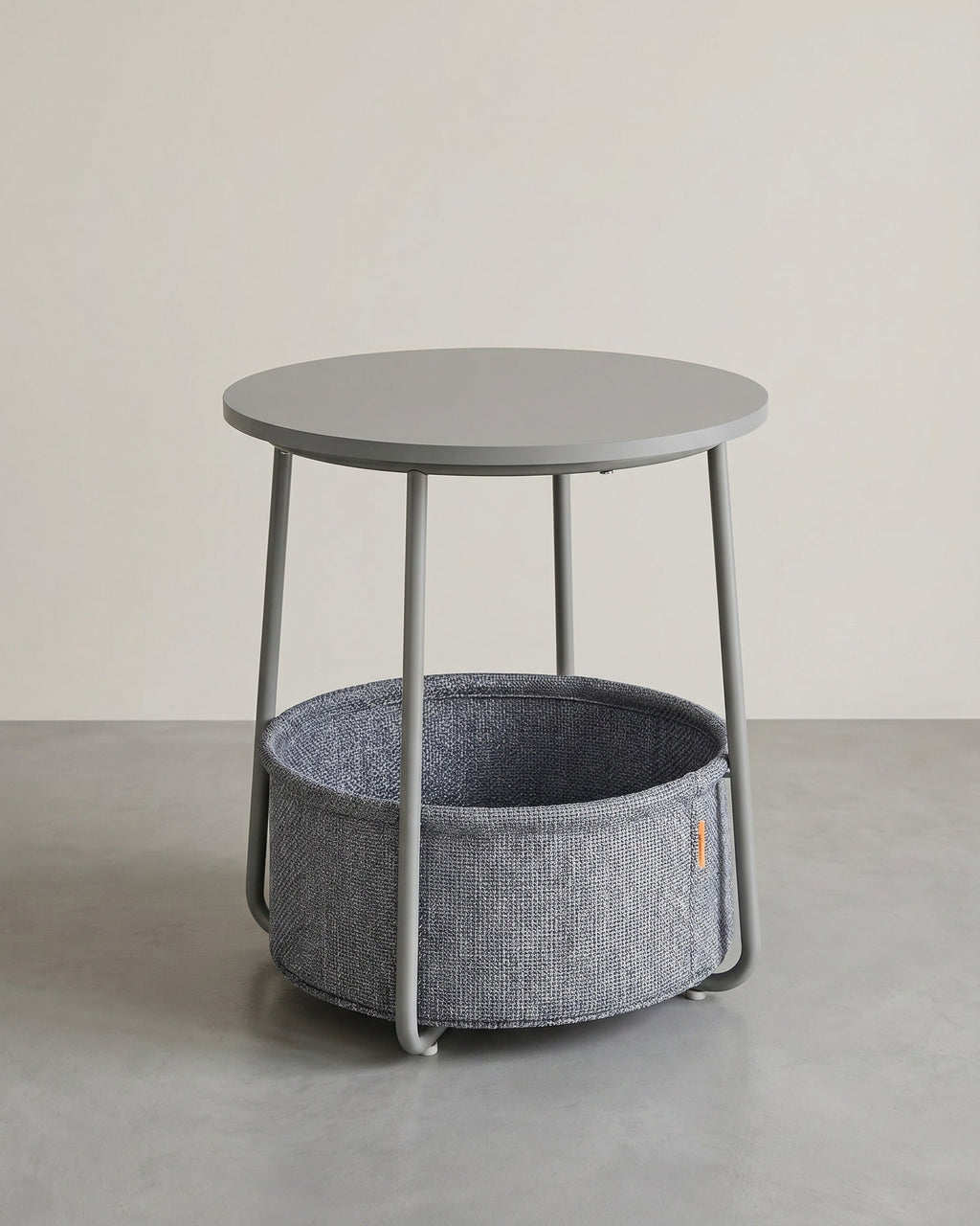 Moderne Ronde Bijzettafel met Opbergmand