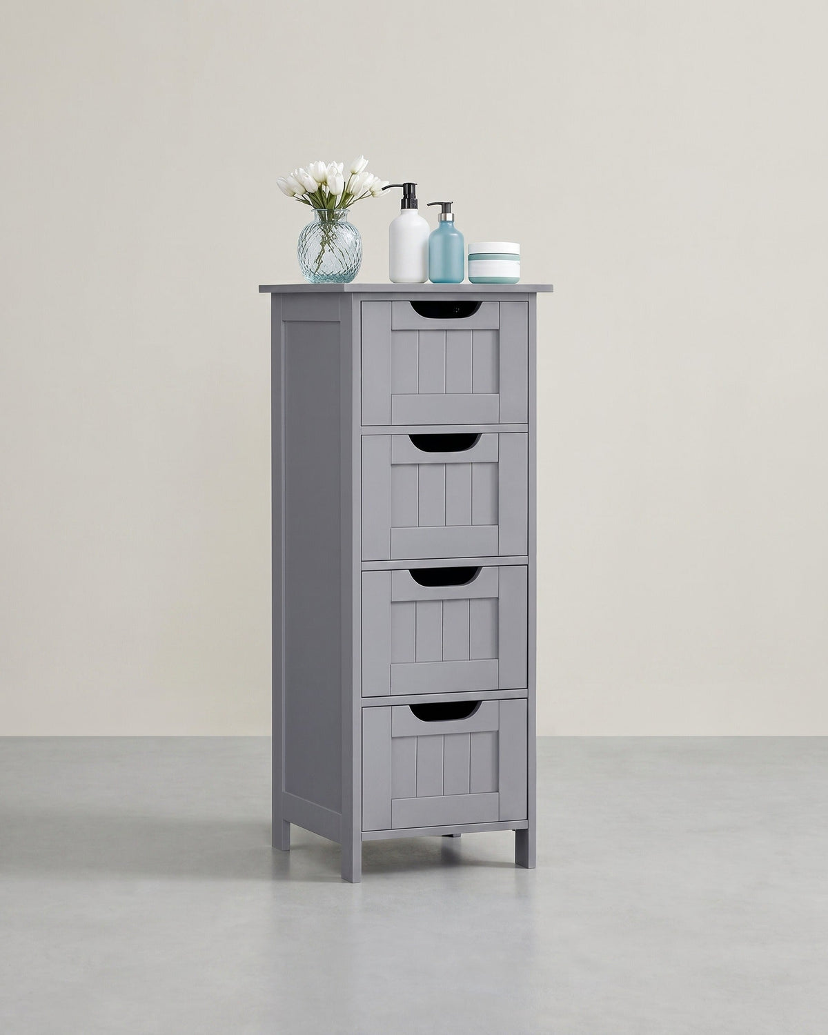 Compacte Badkamerkast met 4 Lades – Smal 30 cm – Ruimtebesparend Opbergkastje voor Badkamer & Keuken