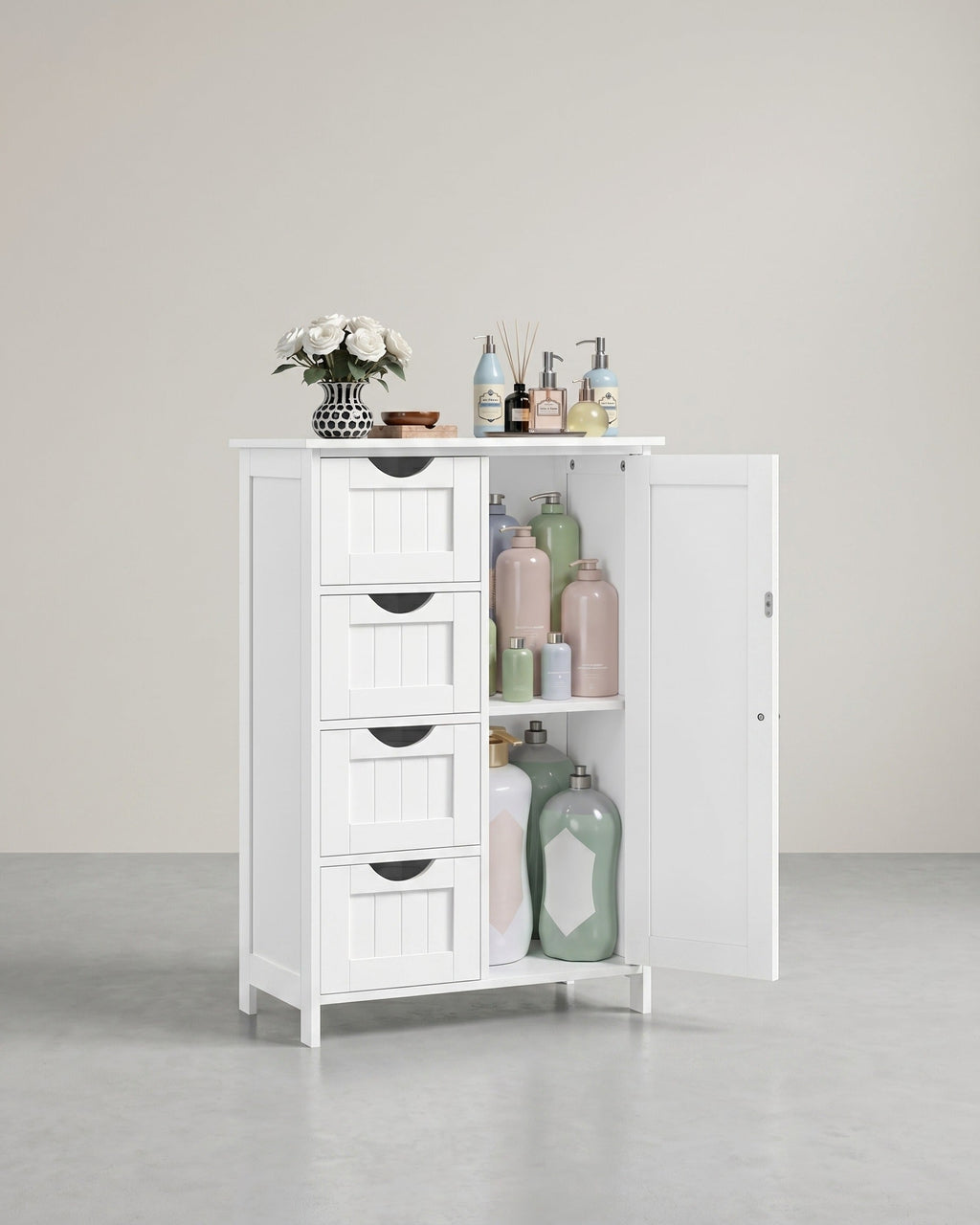 Badkamerkast - Ladekast - Opbergkast met Deur en Lades - 55 x 30 x 82 cm