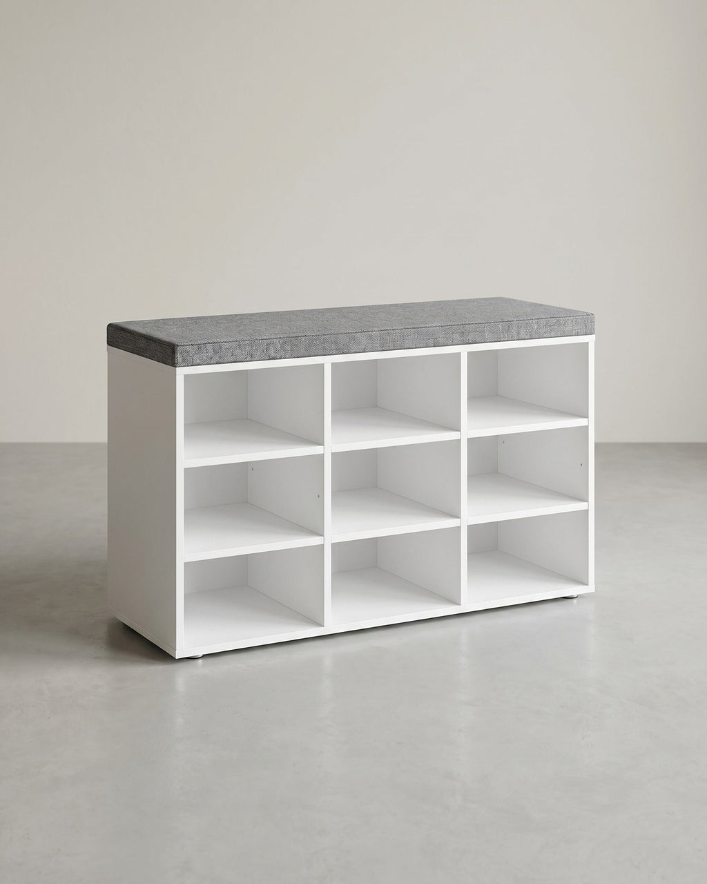 Opbergkisten – Schoenenbank met Opbergruimte – 9 Vakken – Verstelbare Planken – 30,3 x 78,5 x 48 cm – Spaanplaat – Schuim – Linnenlook Bekleding – Max. Belastbaarheid 136 kg