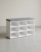 Opbergkisten – Schoenenbank met Opbergruimte – 9 Vakken – Verstelbare Planken – 30,3 x 78,5 x 48 cm – Spaanplaat – Schuim – Linnenlook Bekleding – Max. Belastbaarheid 136 kg