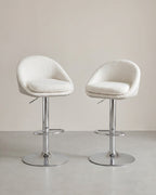 Set van 2 Luxe Barstoelen - Bouclé - Fluweel - Verstelbaar