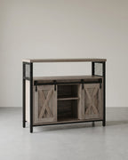 Dressoir met Schuifdeuren - Kast 100 cm breed - Vintage Bruin & Zwart