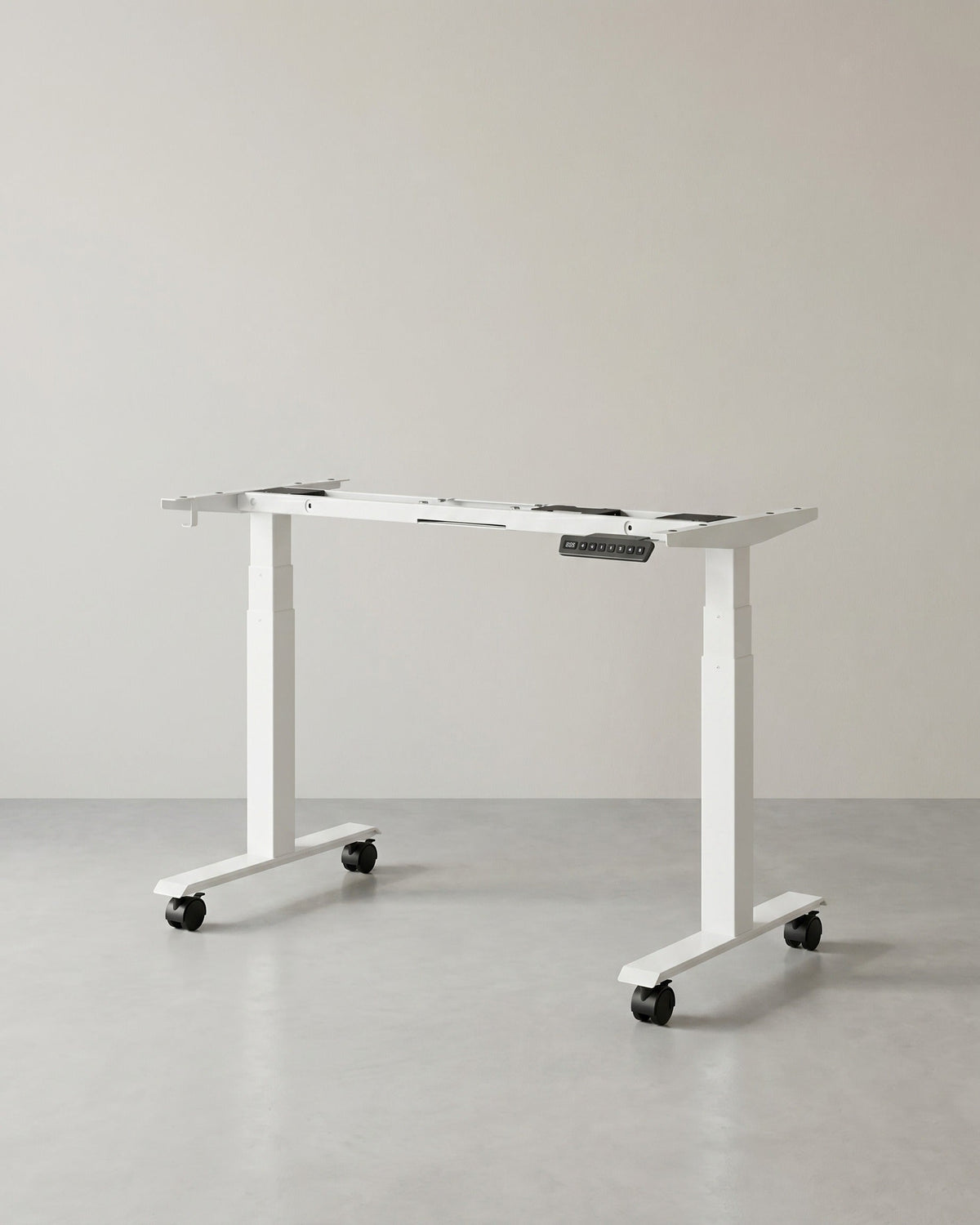 Zit Sta Bureau Onderstel Elektrisch – Dubbele Motor – Verstelbaar in Hoogte en Breedte – Tot 100 kg – USB & Wielen