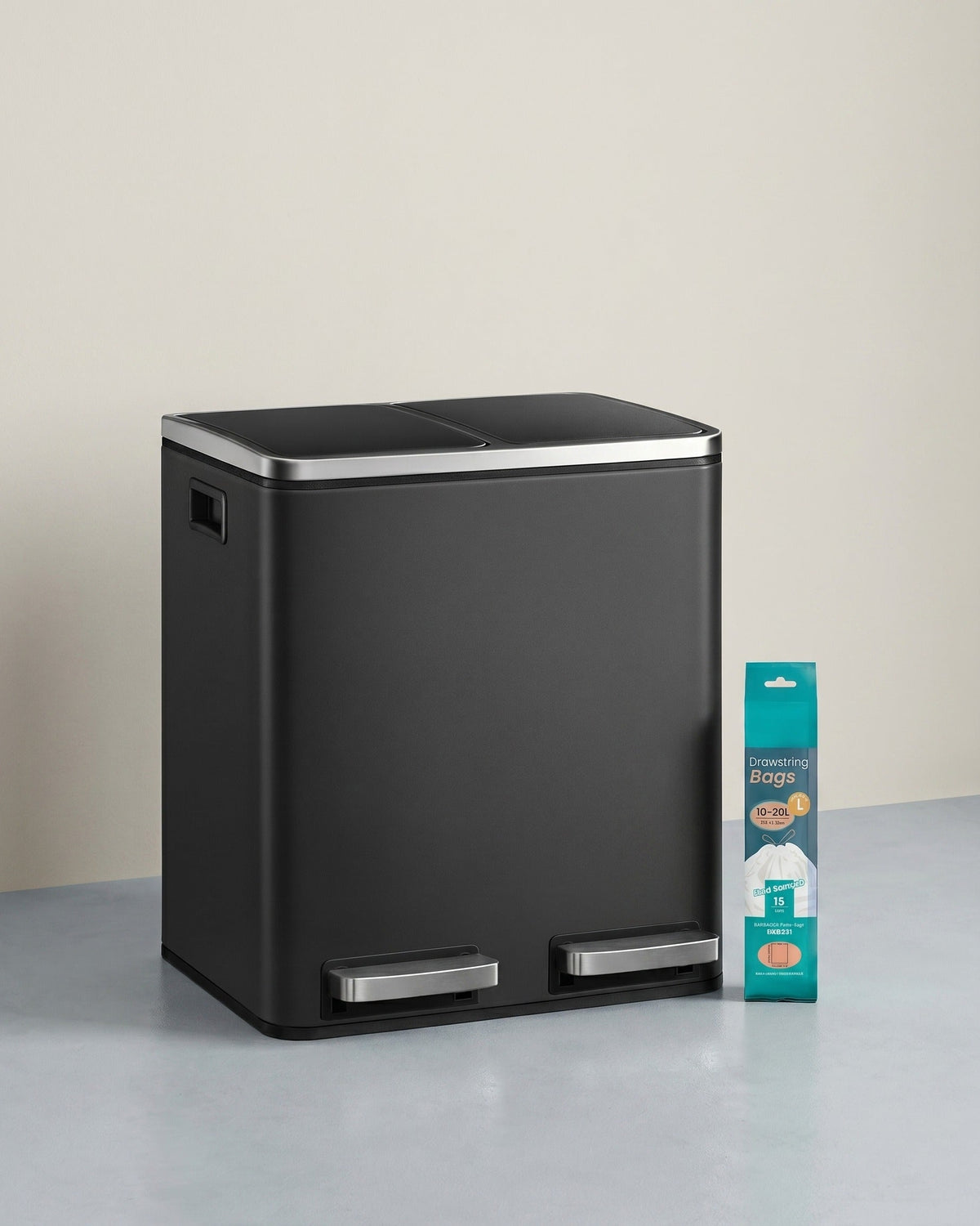 Dubbele Pedaalemmer 2 x 15 L – Afvalscheiding met Softclose – RVS Prullenbak met Binnenemmers