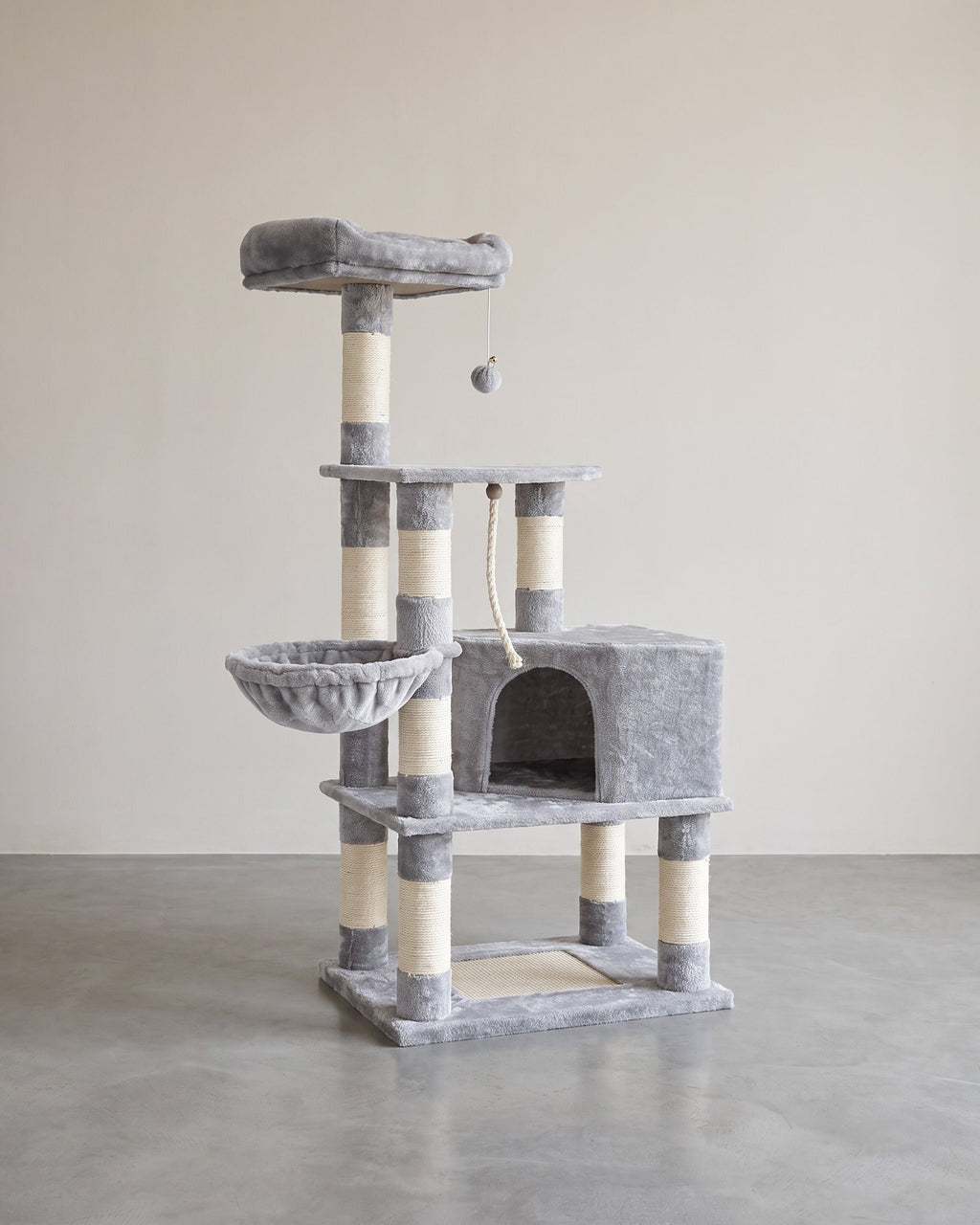 Compacte Krabpaal Van – Kattenboom met Hangmat, Krabpalen en Speelballen Voor Meerdere Katten