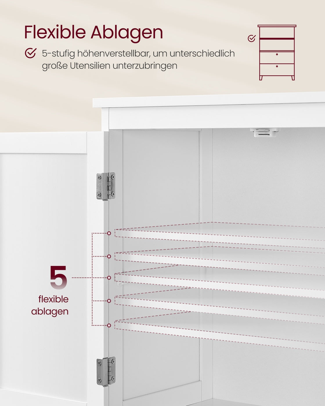 Badkamerkastjes – 30 x 60 x 110 cm – 2 deuren – 2 lades – MDF – Verstelbare plank – 18,5 kg – Maximale belasting 136 kg