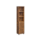 Opbergkast Hoog 167 cm – Met Deur en Open Vakken – Industrieel Design – Rustiek Bruin