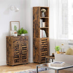 Opbergkast Hoog 167 cm – Met Deur en Open Vakken – Industrieel Design – Rustiek Bruin