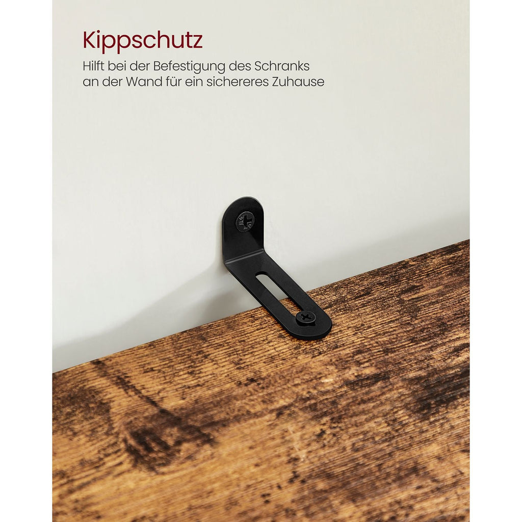 Opbergkast Hoog 167 cm – Met Deur en Open Vakken – Industrieel Design – Rustiek Bruin