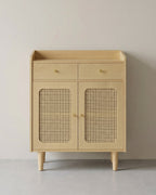 Dressoir - Stijlvolle Opbergkast met Rotan & Massief Houten Poten