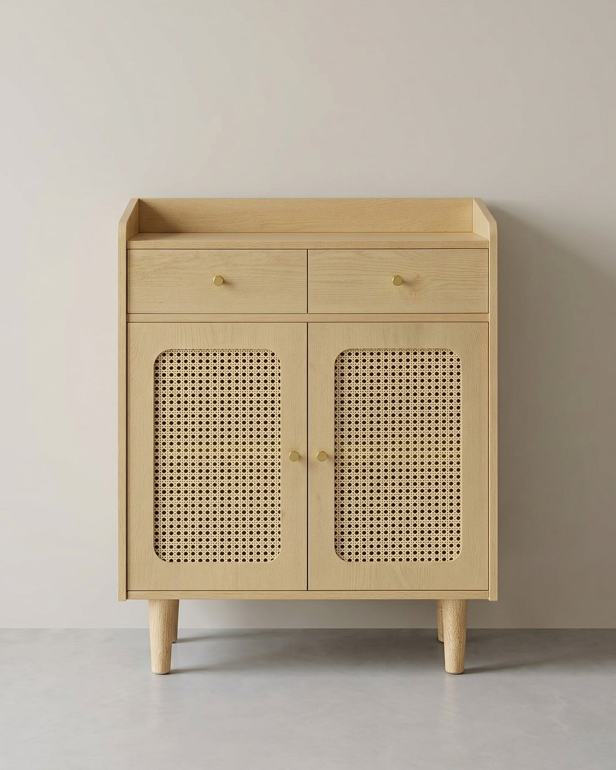 Dressoir - Stijlvolle Opbergkast met Rotan & Massief Houten Poten