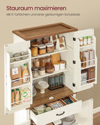 Voorraadkast met Lade en Uittrekbaar Vak – 80 cm Breed – Verstelbare Planken – Vintage Wit