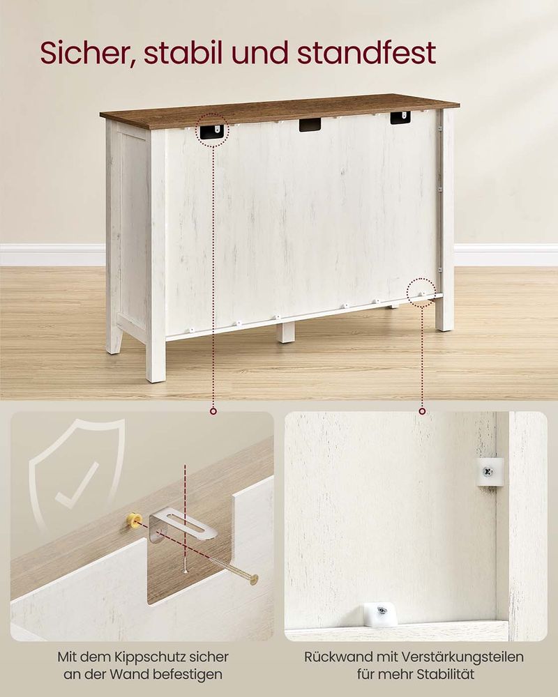 Buffetkast met Veel Opbergruimte – Dressoir in Landhuisstijl – Kabelbeheer & Verstelbare Planken
